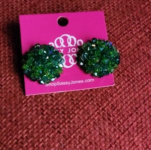 Sassy Jones Malia Glass Studs (Green)